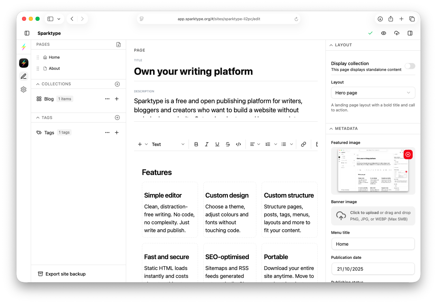 Own your writing platform